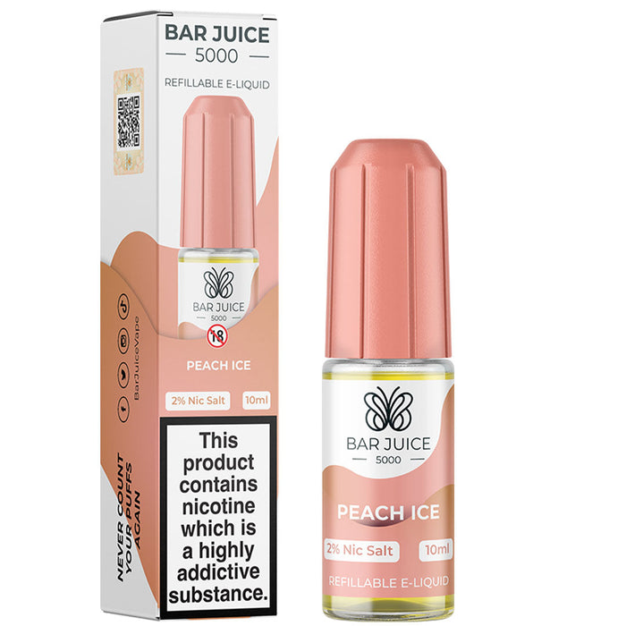 Bar Juice 5000 20mg Nic Salt E-Liquid 10ml  Bar Juice Peach Ice 20mg 