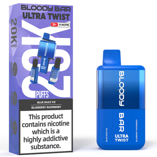 Bloody Bar Ultra Twist 20,000 Puffs Disposable Vape  Bloody Mary Blue Razz Ice/Blueberry Raspberry  