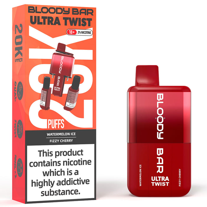 Bloody Bar Ultra Twist 20k Puffs Disposable Vape  Bloody Mary Watermelon Ice/Fizzy Cherry  