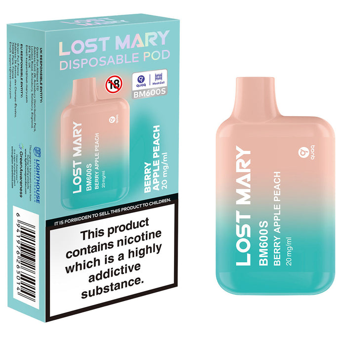 Lost Mary BM600S Disposable Vape 2%  Lost Mary Berry Apple Peach  