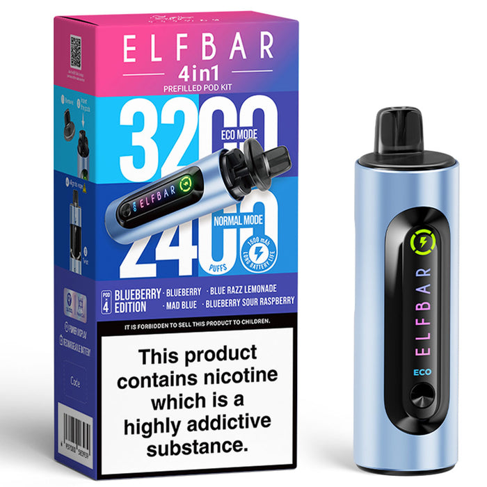 Elf Bar 4 In 1 Pod Kit  Elf Bar Blueberry Edition  