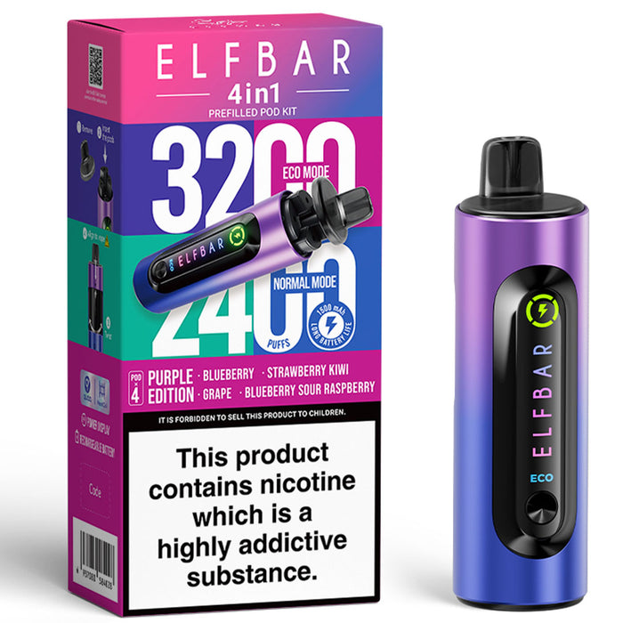 Elf Bar 4 In 1 Pod Kit  Elf Bar Purple Edition  