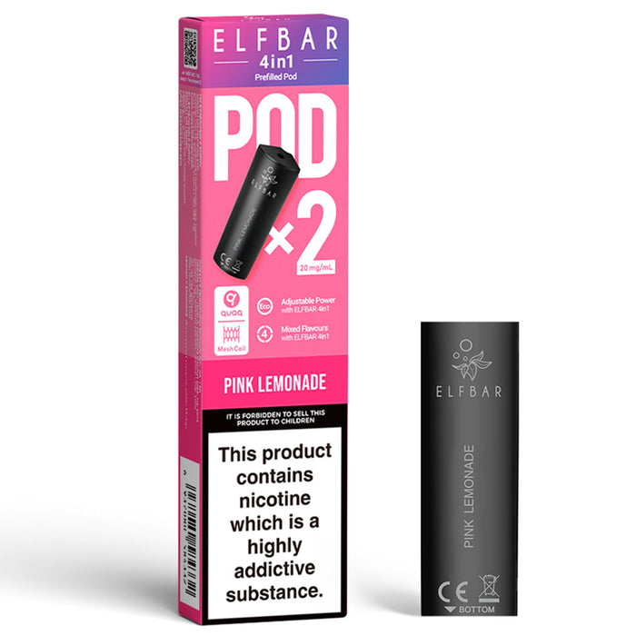 Elf Bar 4 in 1 Prefilled Pods (Pack of 2)  Elf Bar Pink Lemonade  