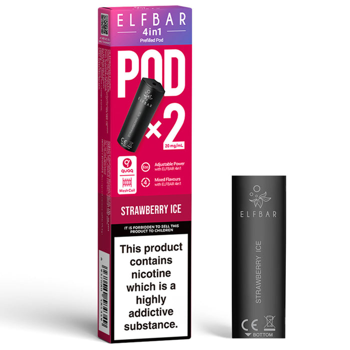 Elf Bar 4 in 1 Prefilled Pods (Pack of 2)  Elf Bar Strawberry Ice  