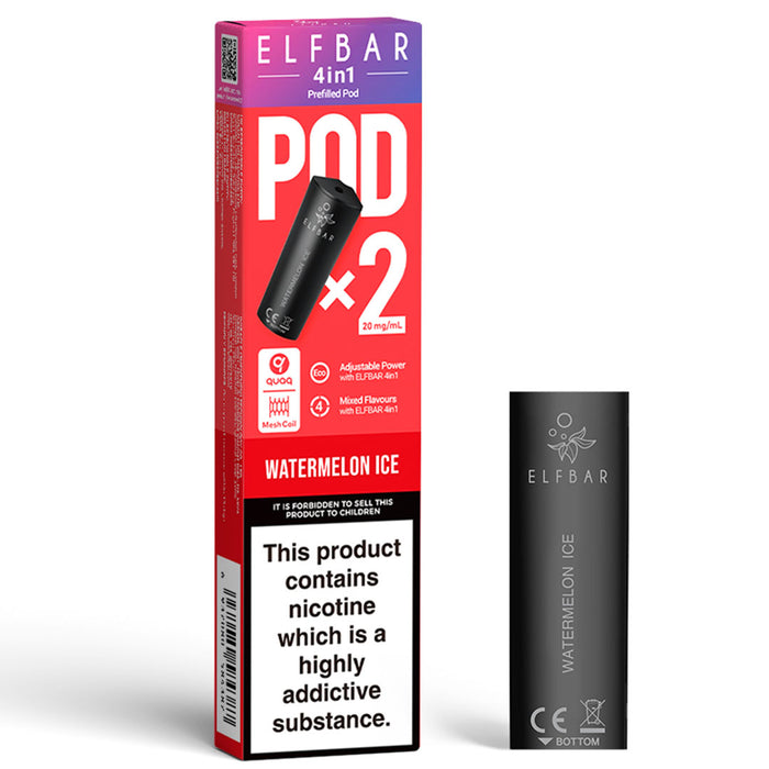 Elf Bar 4 in 1 Prefilled Pods (Pack of 2)  Elf Bar Watermelon Ice  