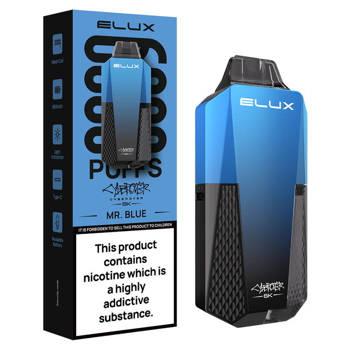 Elux Cyberover 6k Disposable Vape Kit Elux Pro Mr Blue