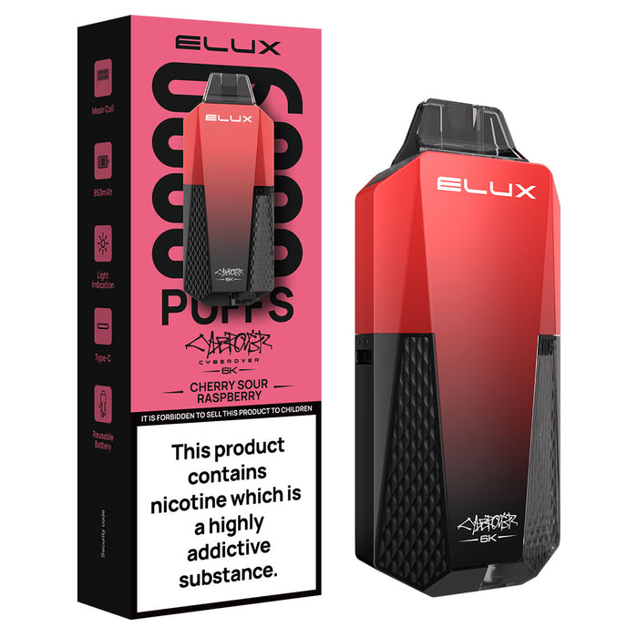 Elux Cyberover 6k Disposable Vape Kit Elux Pro Cherry Sour Raspberry