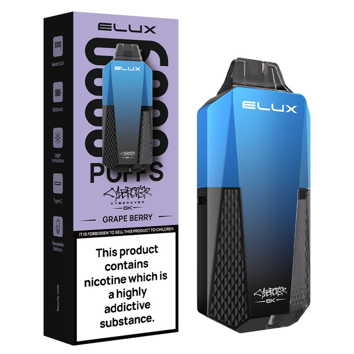 Elux Cyberover 6k Disposable Vape Kit Elux Pro Grape Berry