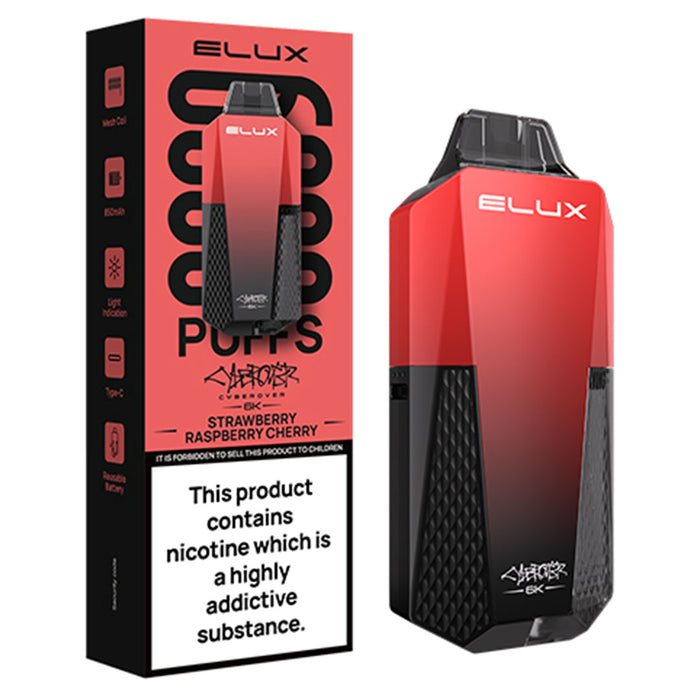 Elux Cyberover 6k Disposable Vape Kit Elux Pro Strawberry Raspberry Cherry