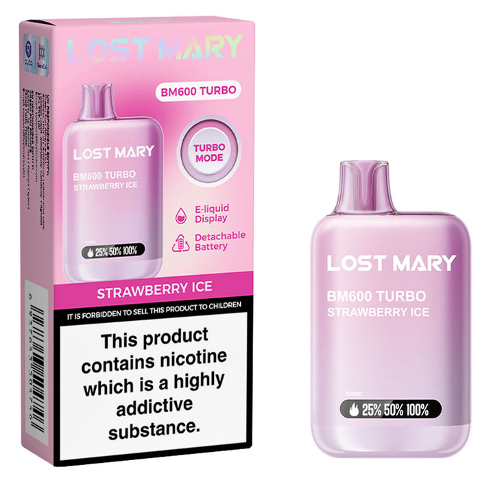 Lost Mary BM600 TURBO Disposable Vape  Lost Mary Strawberry Ice  