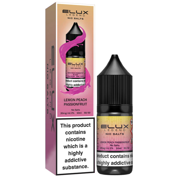 Elux Legend 20mg E Liquid Nic Salt 10ml  Elux Pro Lemon Peach Passionfruit 20mg 