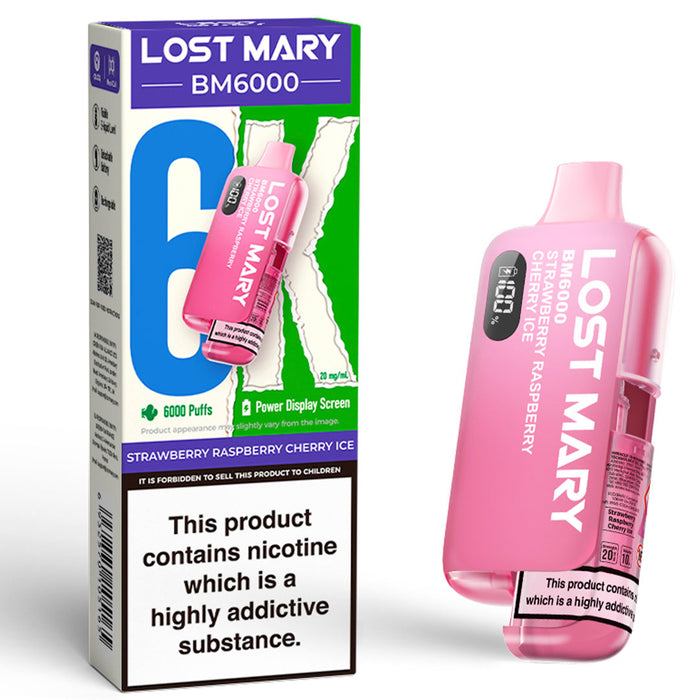 Lost Mary BM6000 Disposable Vape Kit  Lost Mary Strawberry Raspberry Cherry Ice - NEW  