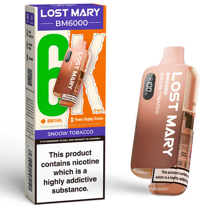 Lost Mary BM6000 Disposable Vape Kit  Lost Mary Snoow Tobacco - NEW  