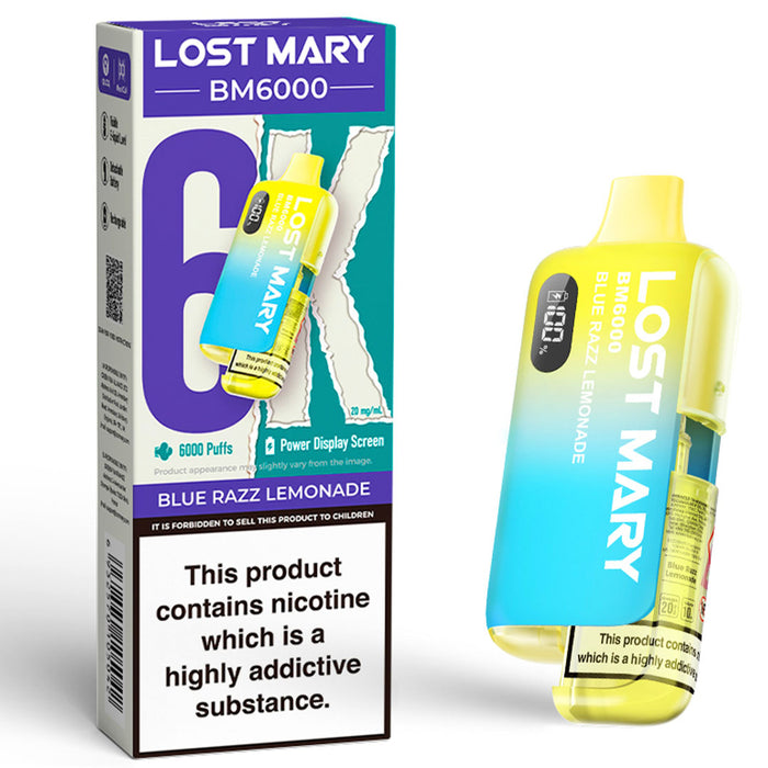 Lost Mary BM6000 Disposable Vape Kit  Lost Mary Blue Razz Lemonade - NEW  