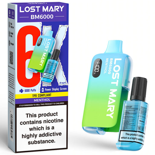 Lost Mary BM6000 Disposable Vape Kit  Lost Mary Menthol  