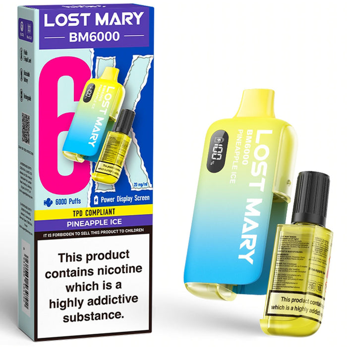 Lost Mary BM6000 Disposable Vape Kit  Lost Mary Pineapple Ice  
