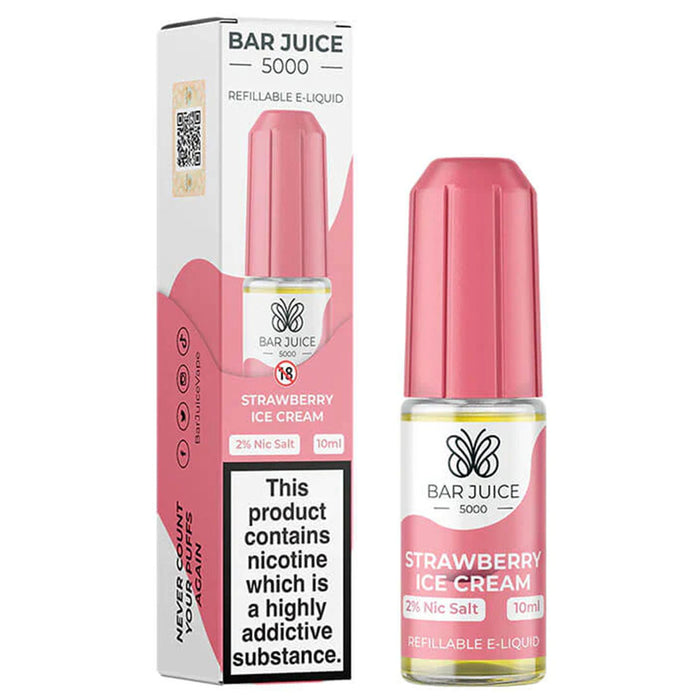 Bar Juice 5000 10mg Nic Salt E-Liquid 10ml  Bar Juice Strawberry Ice Cream 10mg 