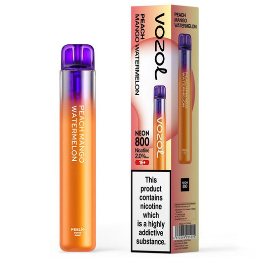 Vozol Neon 800 Disposable Vape 800 Puffs  Vozol Peach Mango Watermelon  