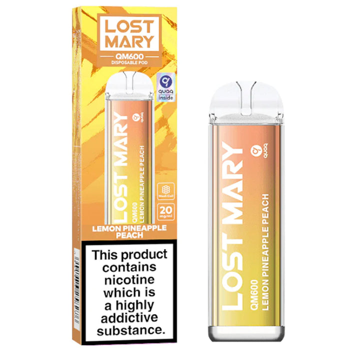 Lost Mary QM600 Disposable Vape 2%  Lost Mary Lemon Pineapple Peach 20mg 