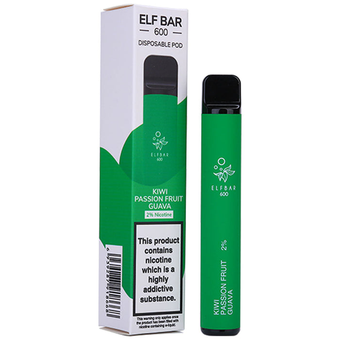 Elf Bar Disposable Pod Device 600 Puffs 1%  Elf Bar 10mg Kiwi Passion Fruit Guava - DATE EXPIRED 