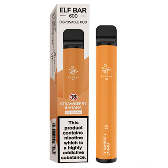Elf Bar 600 V1 Disposable Pod Device 2%  Elf Bar 20mg Strawberry Banana 